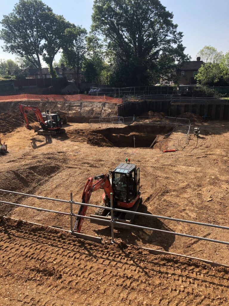construction of care home basement and lift shaft pit